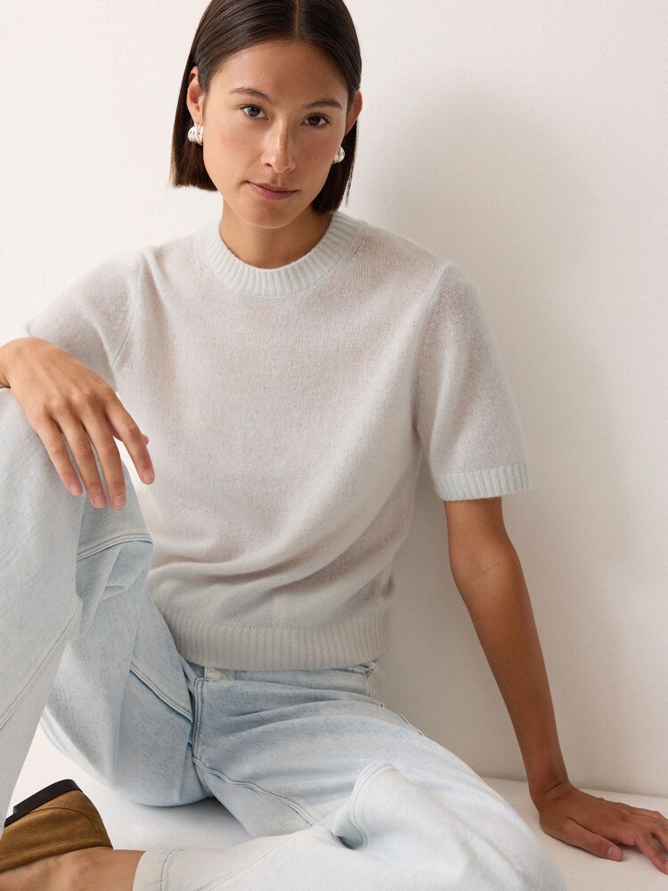 Jigsaw Grey Cloud Cashmere T-Shirt - Image 2 of 5
