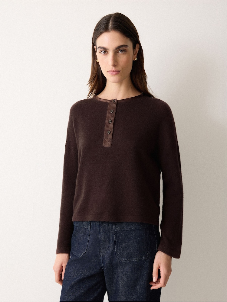 Jigsaw Wool Blend Satin Trim Top - Slika 1 iz 5