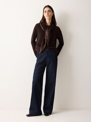 Jigsaw Wool Blend Satin Trim Top - Slika 3 iz 5