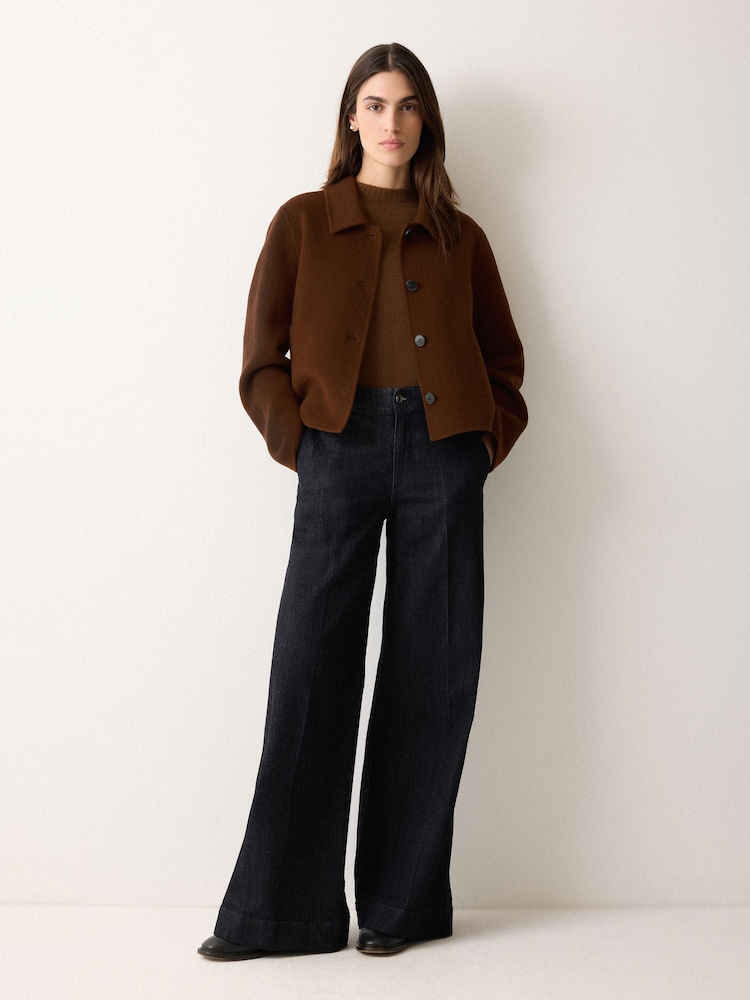 Jigsaw Brown Double Faced Button Up Coat - Image 1 of 6 Jigsaw Brown Double Faced Button Up Coat - Image 1 of 6