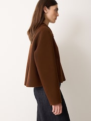 Jigsaw Brown Double Faced Button Up Coat - Image 3 of 6