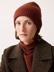 Jigsaw Brown Wool Cashmere Blend Rib Beanie - Image 3 of 3