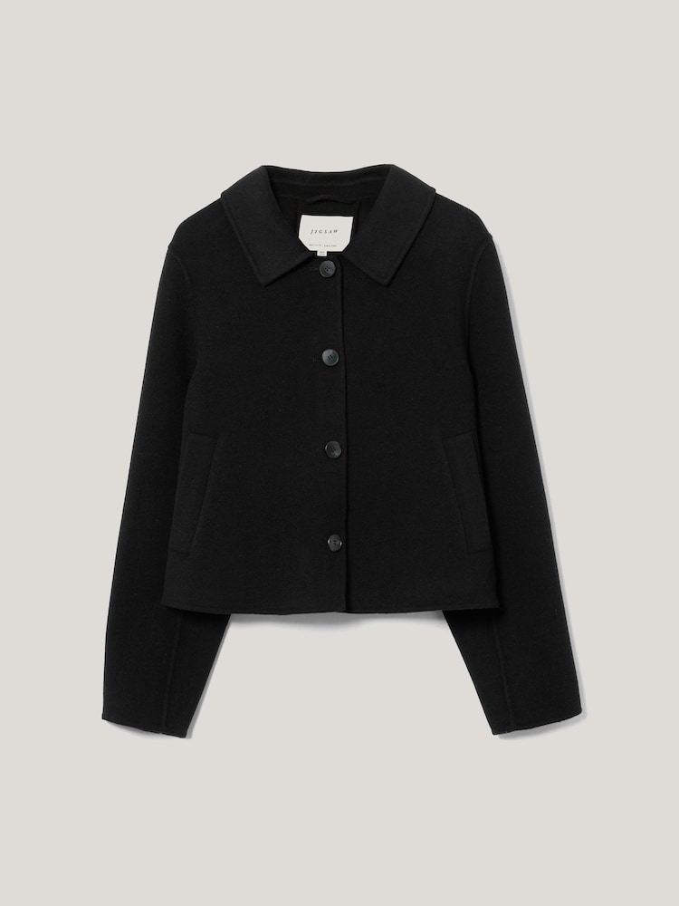 Jigsaw Black Double Faced Button Up Jacket - Image 6 of 6 Jigsaw Black Double Faced Button Up Jacket - Image 6 of 6