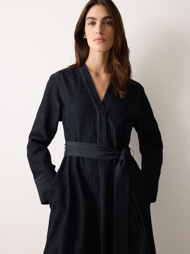 jigsaw denim dress Buy Jigsaw Indigo Denim Lyocell Belted Dress from Next USA