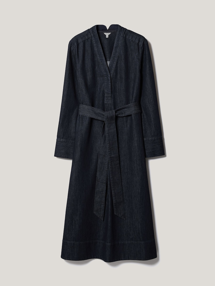 Jigsaw Black Denim Lyocell Belted Dress - Image 6 of 6