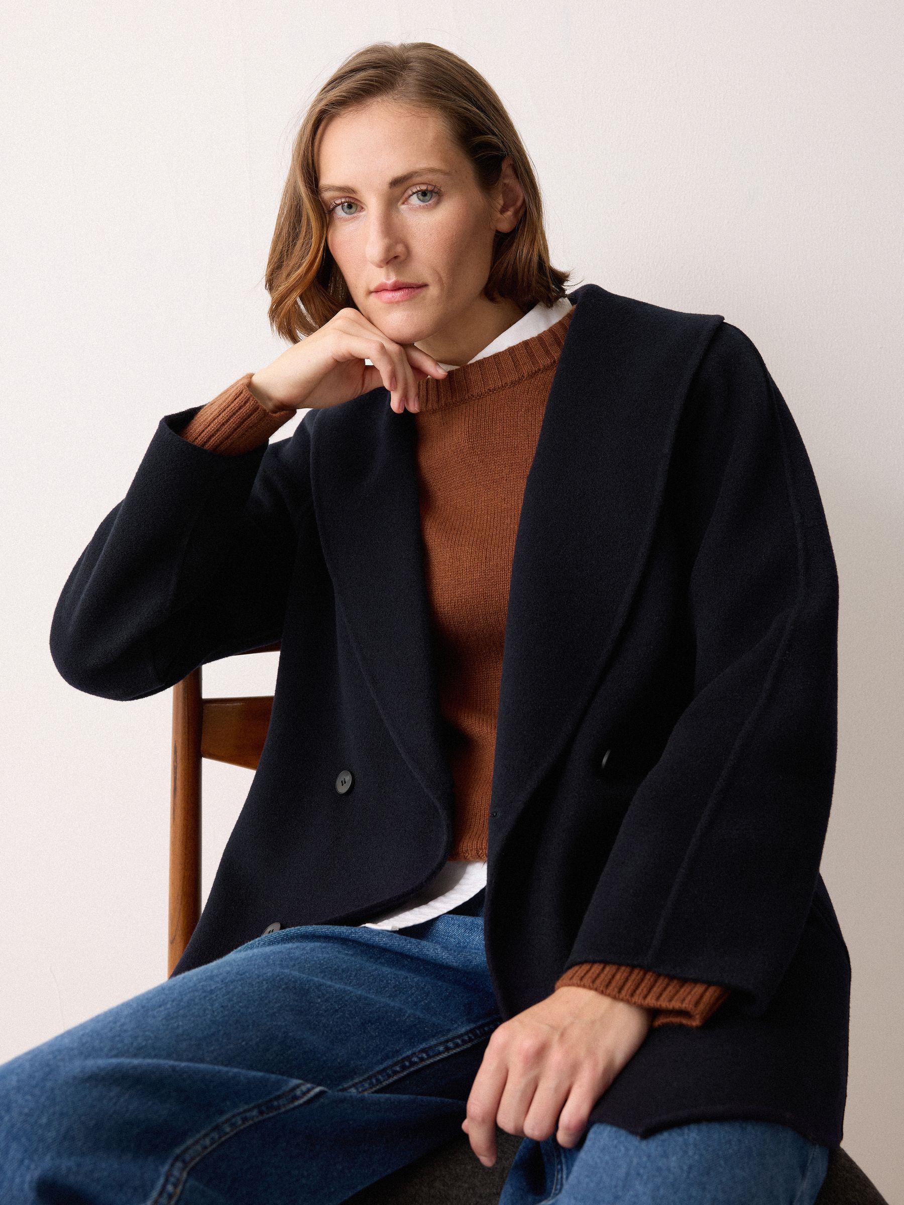 Buy Jigsaw Blue Double Faced Shawl Coat from Next USA