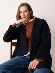 Jigsaw Blue Double Faced Shawl Coat - Image 4 of 6