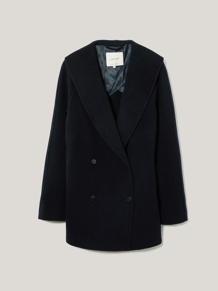 Jigsaw Blue Double Faced Shawl Coat - Image 6 of 6