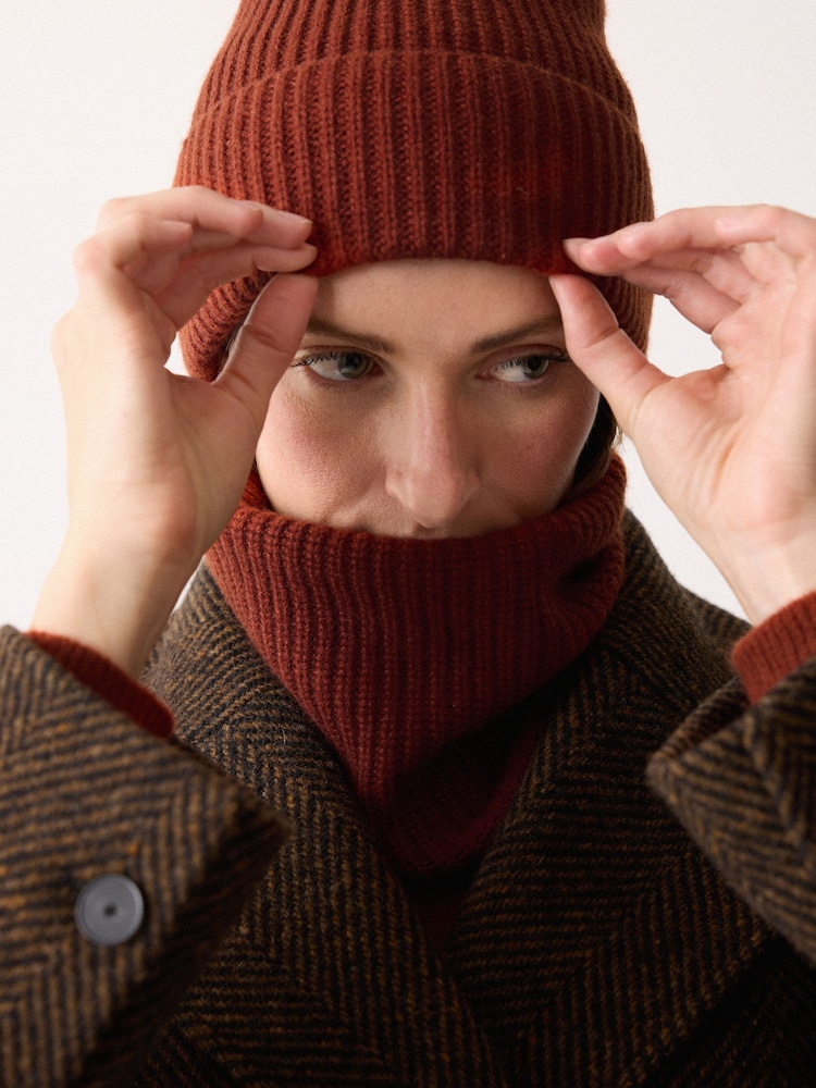 Jigsaw Red Wool Cashmere Blend Rib Snood - Image 1 of 3