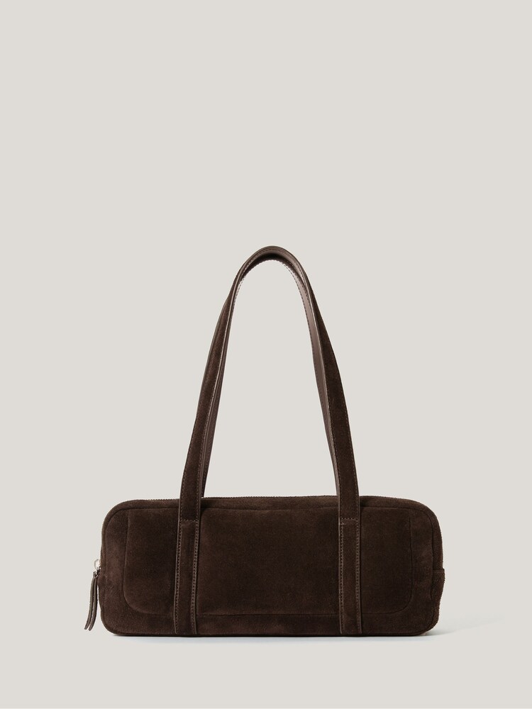 Jigsaw Brown Suede Baguette Shoulder Bag - Image 1 of 4 Jigsaw Brown Suede Baguette Shoulder Bag - Image 1 of 4