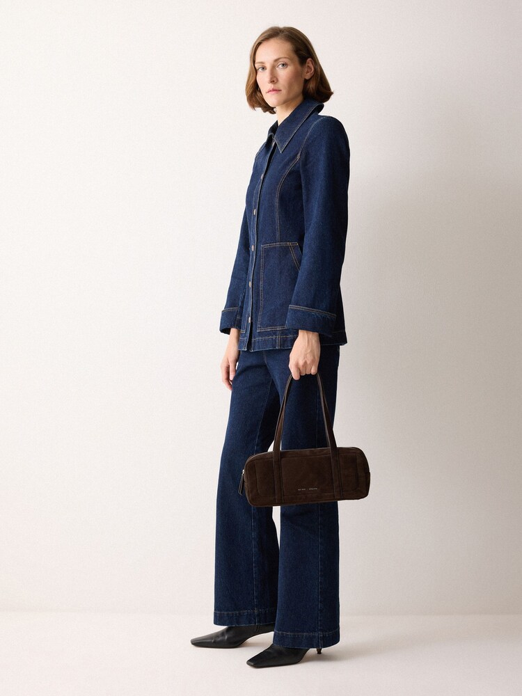 Jigsaw Brown Suede Baguette Shoulder Bag - Image 4 of 4