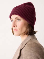 Jigsaw Red Wool Cashmere Blend Rib Beanie - Image 3 of 3