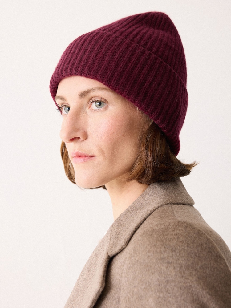 Jigsaw Red Wool Cashmere Blend Rib Beanie - Image 3 of 3