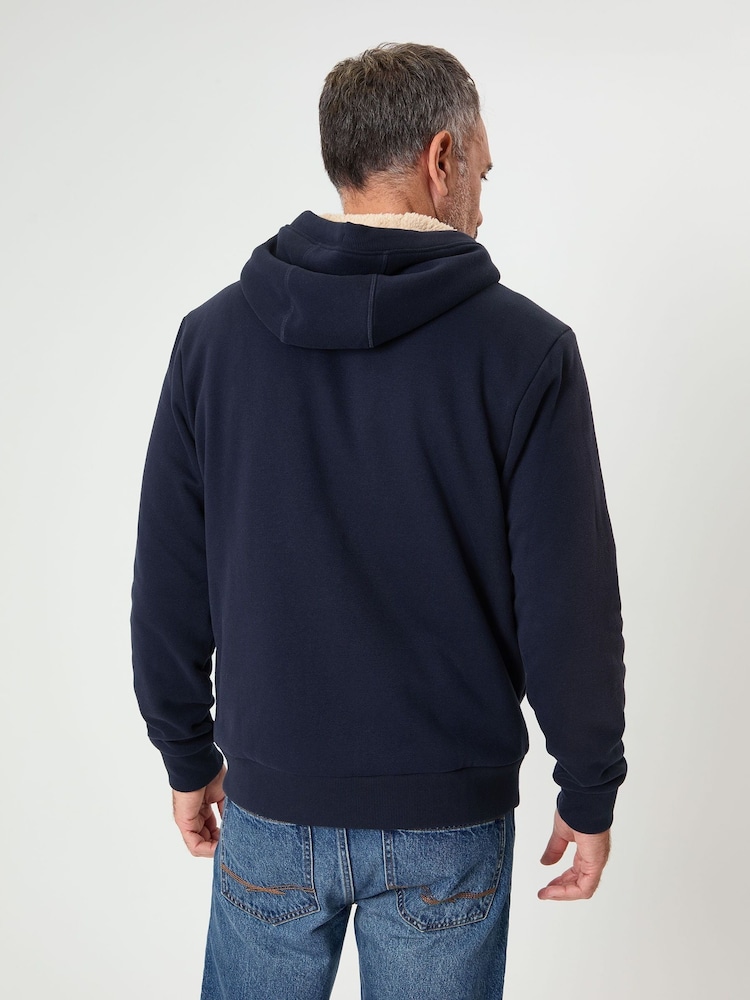 Saltwell Blue Borg Lined Zip Through  Hoodie - Image 2 of 5 Saltwell Blue Borg Lined Zip Through  Hoodie - Image 2 of 5