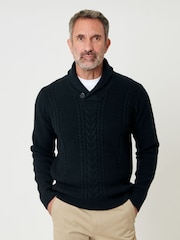 Azul - Saltwell Cable Knit Shawl Neck Jumper - Imagen 1 de 4