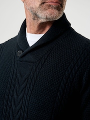 Azul - Saltwell Cable Knit Shawl Neck Jumper - Imagen 4 de 4
