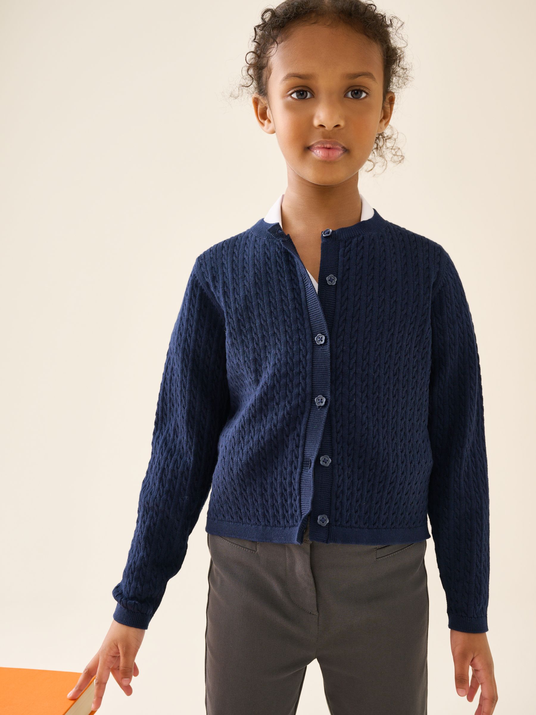 Comprar Azul marinho - Cardigan escolar de malha trançada rica em