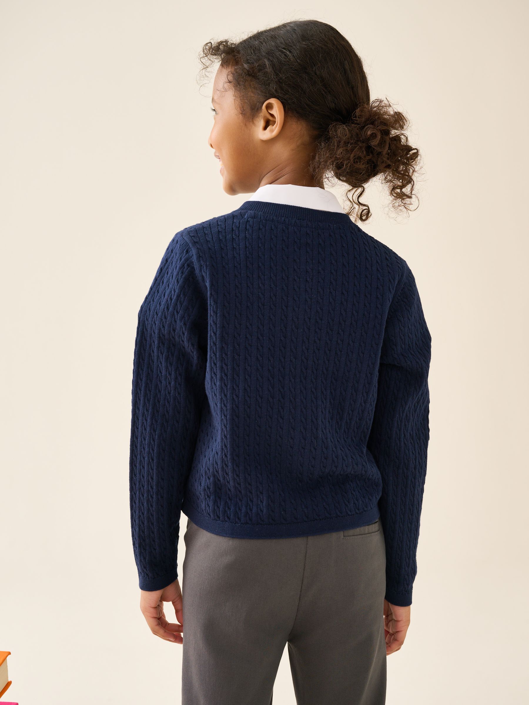 Comprar Azul marinho - Cardigan escolar de malha trançada rica em