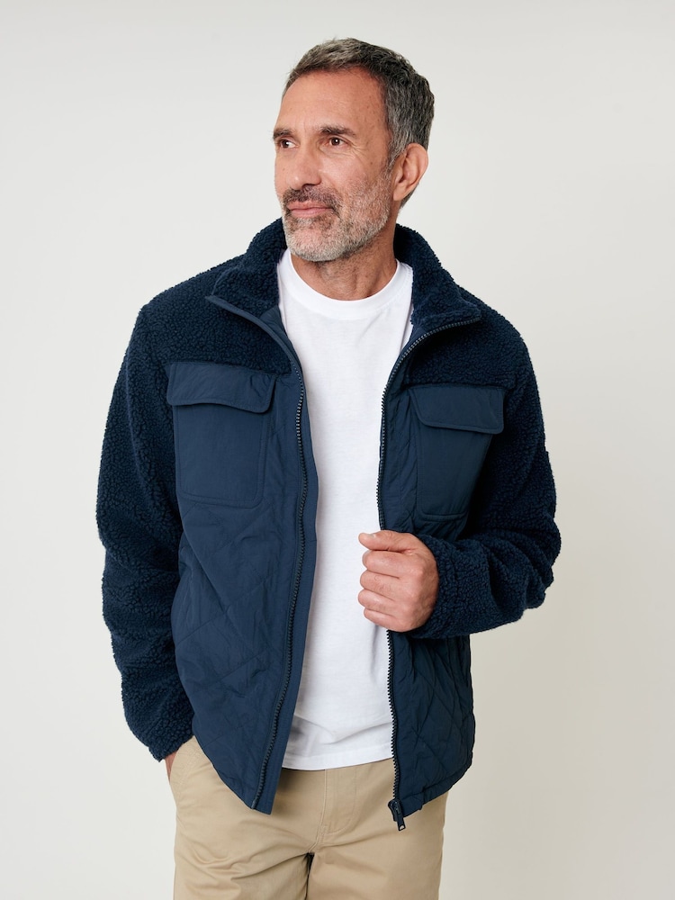 Saltwell Blue Quilted Borg Jacket - Image 1 of 6 Saltwell Blue Quilted Borg Jacket - Image 1 of 6