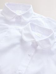 Blanco - Girls' Long Sleeve Lace Edge Collar School Shirts 2 Pack (3-14yrs) - Imagen 10 de 10