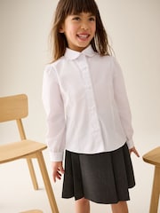Blanco - Girls' Long Sleeve Lace Edge Collar School Shirts 2 Pack (3-14yrs) - Imagen 2 de 10