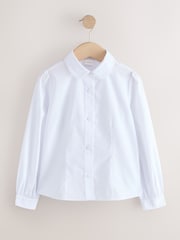 Blanco - Girls' Long Sleeve Lace Edge Collar School Shirts 2 Pack (3-14yrs) - Imagen 6 de 10