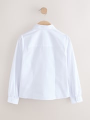 Blanco - Girls' Long Sleeve Lace Edge Collar School Shirts 2 Pack (3-14yrs) - Imagen 7 de 10