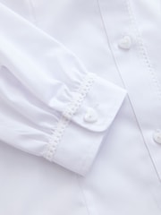 Blanco - Girls' Long Sleeve Lace Edge Collar School Shirts 2 Pack (3-14yrs) - Imagen 9 de 10