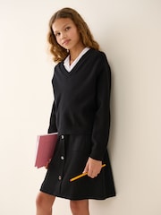 Black Cotton Rich Knitted V-Neck Senior School Jumper (9-18yrs) - Image 1 of 7