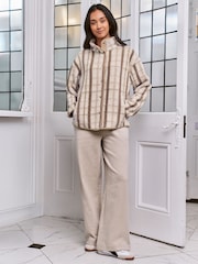 Chelsea Peers Natural Borg Fleece Plaid Jacket - Image 2 of 6