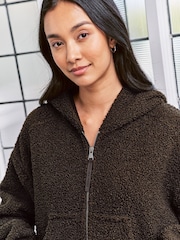 Chelsea Peers Brown Borg Fleece Zip Up Hoodie - Image 3 of 4
