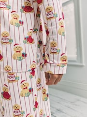 Chelsea Peers Natural Cotton Chip the Christmas Cockapoo Dog Print Long Pyjamas Set - Image 6 of 6