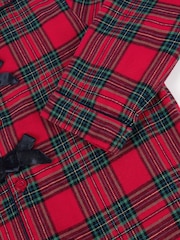 Chelsea Peers Red Cotton Tartan Check Tie Front Long Pyjamas Set - Image 2 of 3