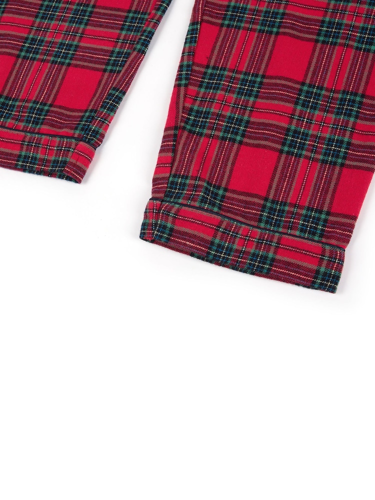 Chelsea Peers Red Cotton Tartan Check Tie Front Long Pyjamas Set - Image 3 of 3 Chelsea Peers Red Cotton Tartan Check Tie Front Long Pyjamas Set - Image 3 of 3