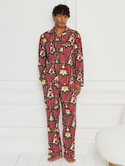 Chelsea Peers Red Cotton Christmas Tree Stripe Long Pyjamas Set - Image 1 of 6