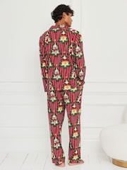 Chelsea Peers Red Cotton Christmas Tree Stripe Long Pyjamas Set - Image 4 of 6
