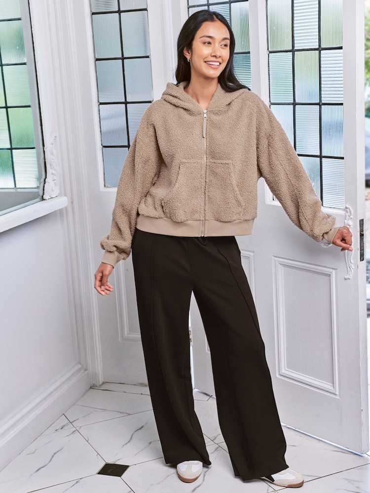 Chelsea Peers Brown Borg Fleece Zip Up Hoodie - Image 2 of 6 Chelsea Peers Brown Borg Fleece Zip Up Hoodie - Image 2 of 6