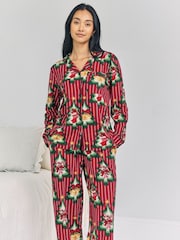 Chelsea Peers Cotton Christmas Tree Stripe Long Pyjamas Set - Imagen 3 de 7