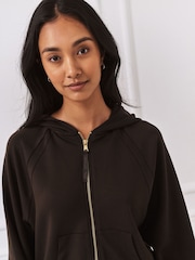 Chelsea Peers Brown LuxeComfort Scuba Zip Hoodie - Image 4 of 6