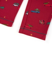 Chelsea Peers Red TENCEL™ Modal Christmas Tree Car Print Long Button Up Pyjamas Set - Image 3 of 3