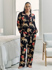 Chelsea Peers Christmas Leopard Print Long Pyjamas Set - Bild 7 von 8