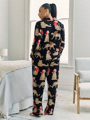 Chelsea Peers Blue Christmas Leopard Print Long Pyjamas Set - Image 9 of 9