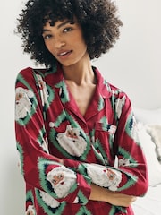 Chelsea Peers Red Christmas Jolly Santa Print Long Pyjamas Set - Image 7 of 9
