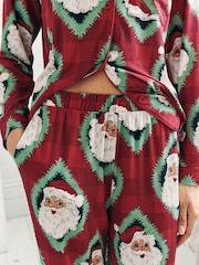 Chelsea Peers Red Christmas Jolly Santa Print Long Pyjamas Set - Image 8 of 9