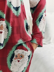 Chelsea Peers Red Christmas Jolly Santa Print Long Pyjamas Set - Image 9 of 9
