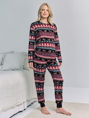 Chelsea Peers Christmas Dog Fairisle Print Long Pyjamas Set - Imagen 1 de 5