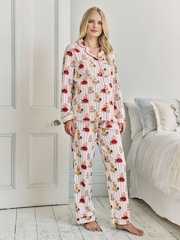 Chelsea Peers Off White Maternity Cotton Chip the Christmas Cockapoo Dog Print Long Pyjamas Set - Image 1 of 5