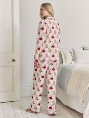 Chelsea Peers Off White Maternity Cotton Chip the Christmas Cockapoo Dog Print Long Pyjamas Set - Image 4 of 5