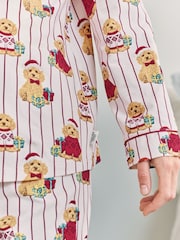 Chelsea Peers Off White Maternity Cotton Chip the Christmas Cockapoo Dog Print Long Pyjamas Set - Image 5 of 5