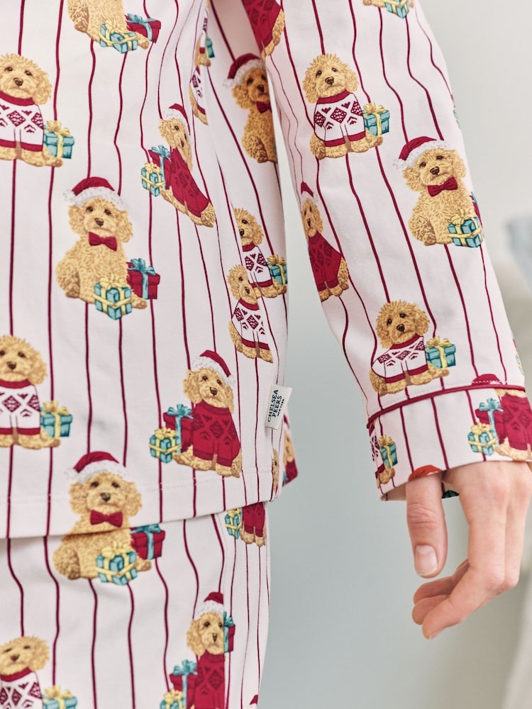 Chelsea Peers Off White Maternity Cotton Chip the Christmas Cockapoo Dog Print Long Pyjamas Set - Image 5 of 5 Chelsea Peers Off White Maternity Cotton Chip the Christmas Cockapoo Dog Print Long Pyjamas Set - Image 5 of 5
